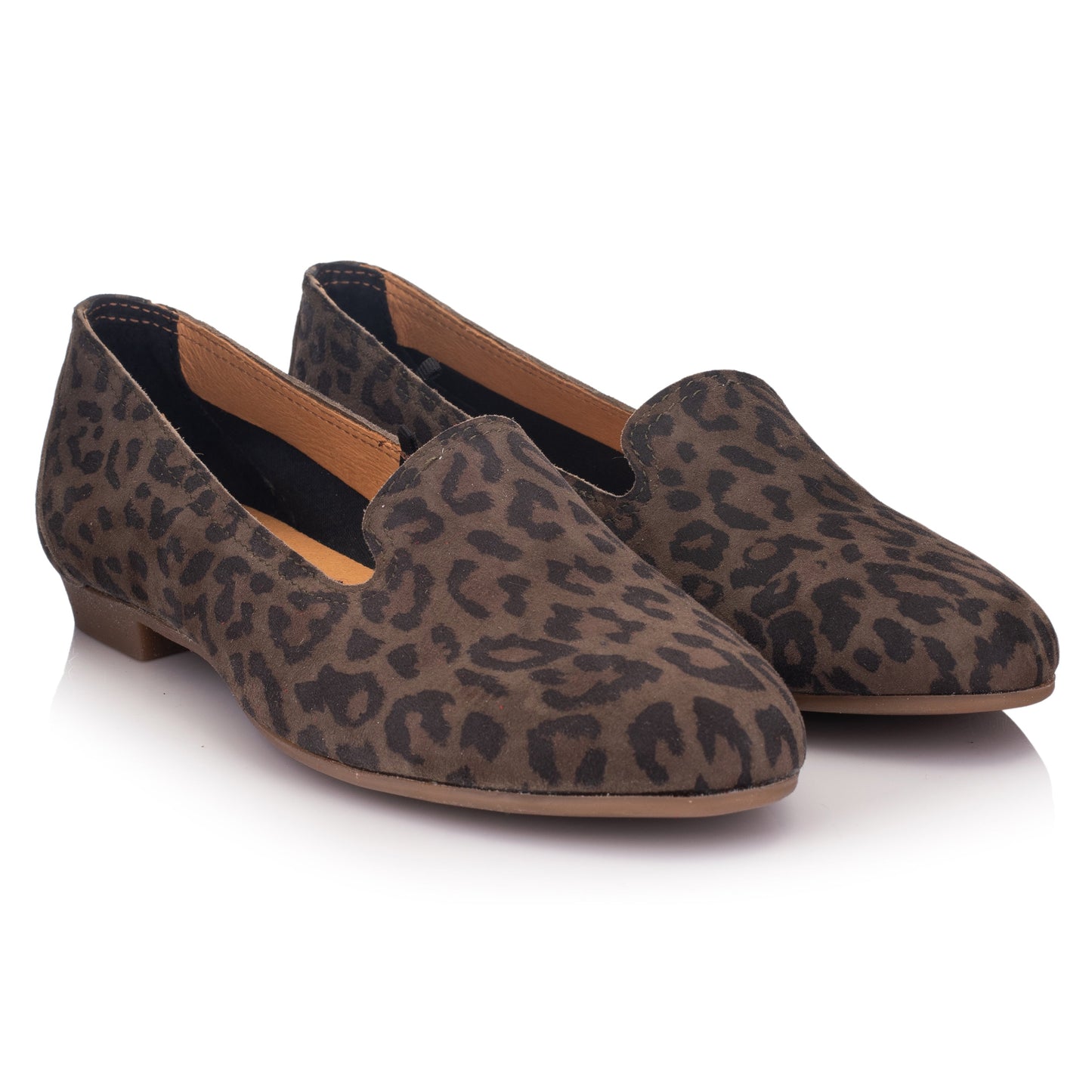 OMNIO Balerini Olive | Prep Plain Loafer Olive Leopard Suede Leather - f