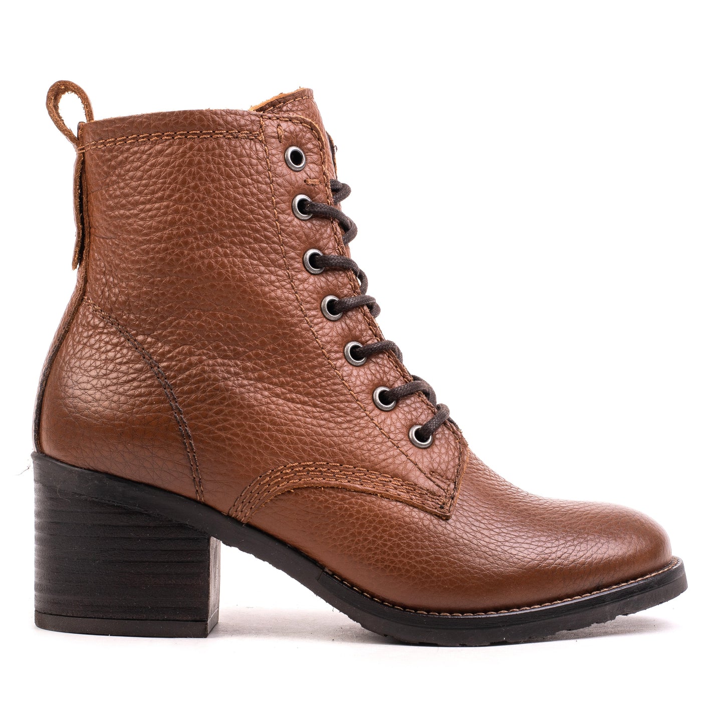 ANNIE ANKLE LACE BOOT Cognac Leather