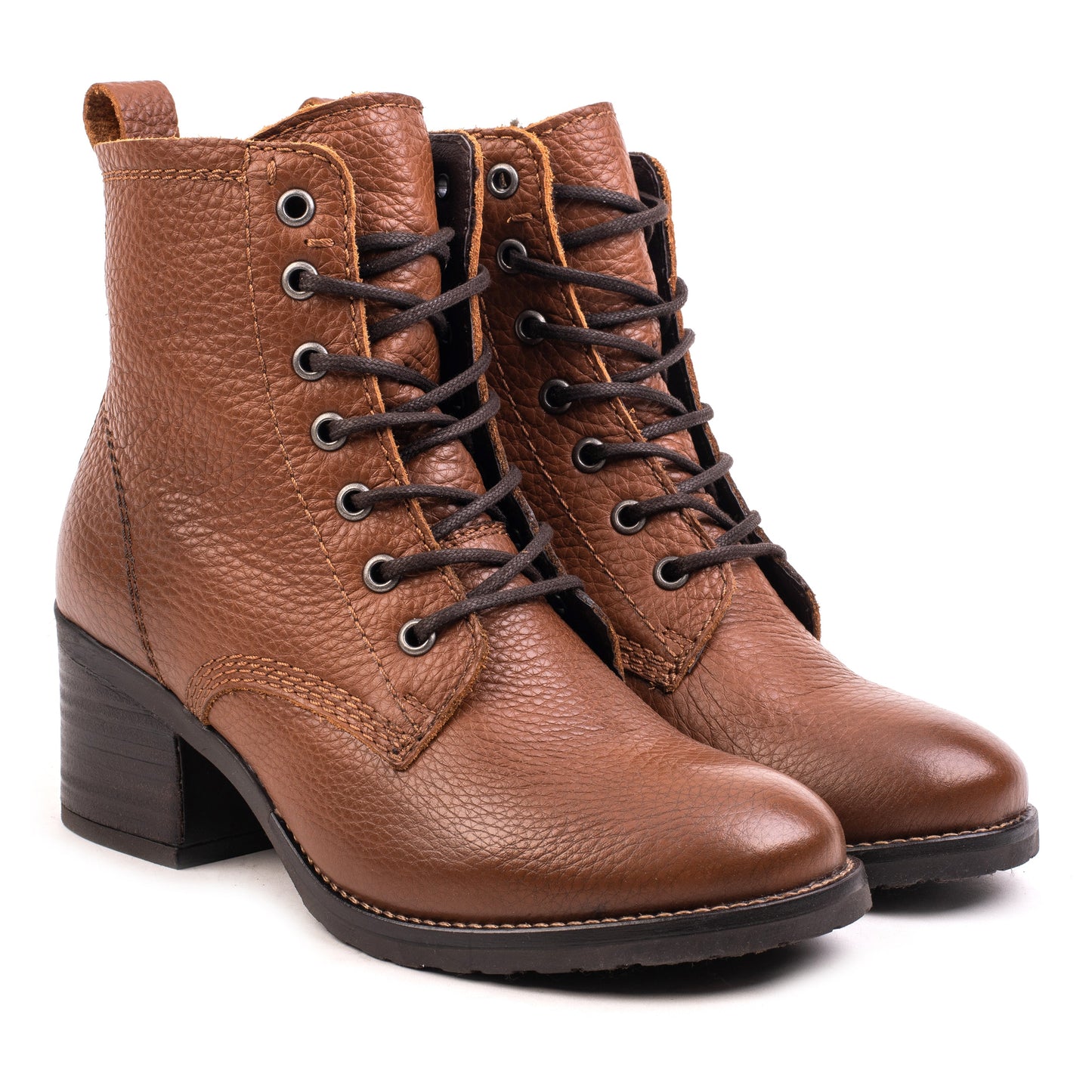 ANNIE ANKLE LACE BOOT Cognac Leather