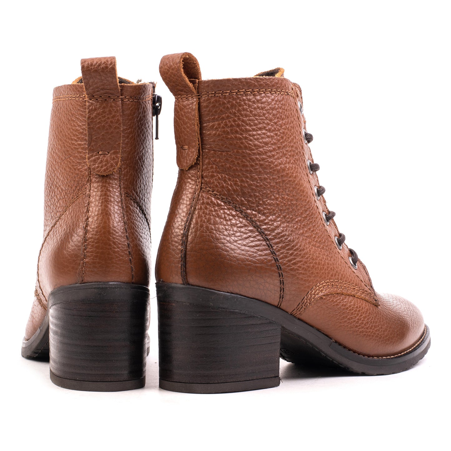 ANNIE ANKLE LACE BOOT Cognac Leather