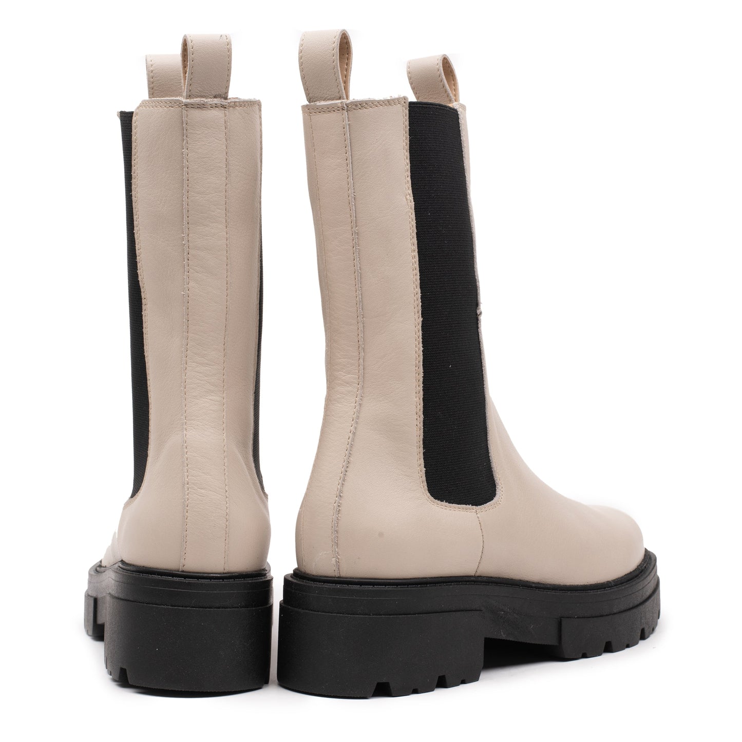 OMNIO Ghete Bej | Shari High Chelsea Beige Leather Milled - b