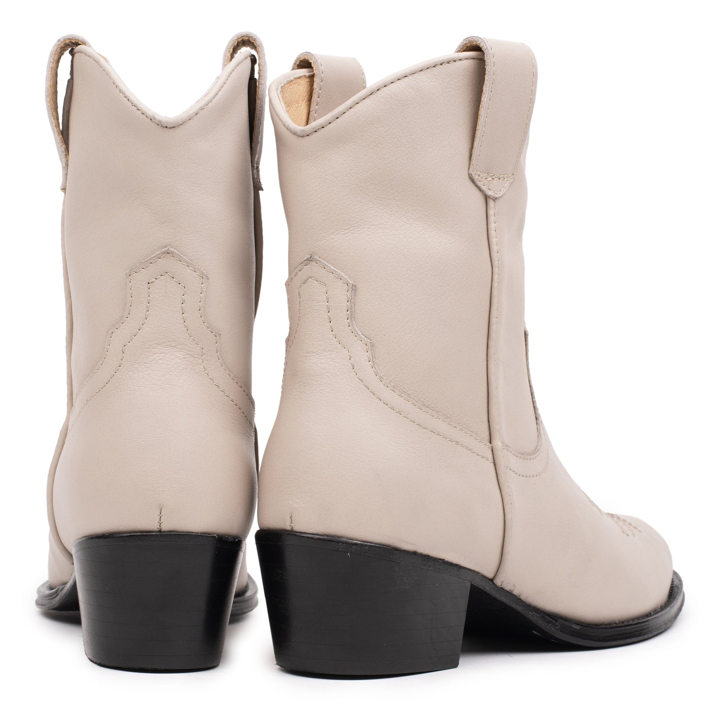 OMNIO Botine Bej | Dulce Western Short Beige Leather Milled - b