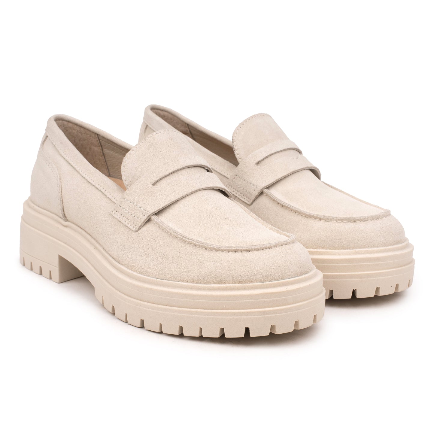 OMNIO Pantof Alb | Leyton Loafer Saddle Ice Suede - f
