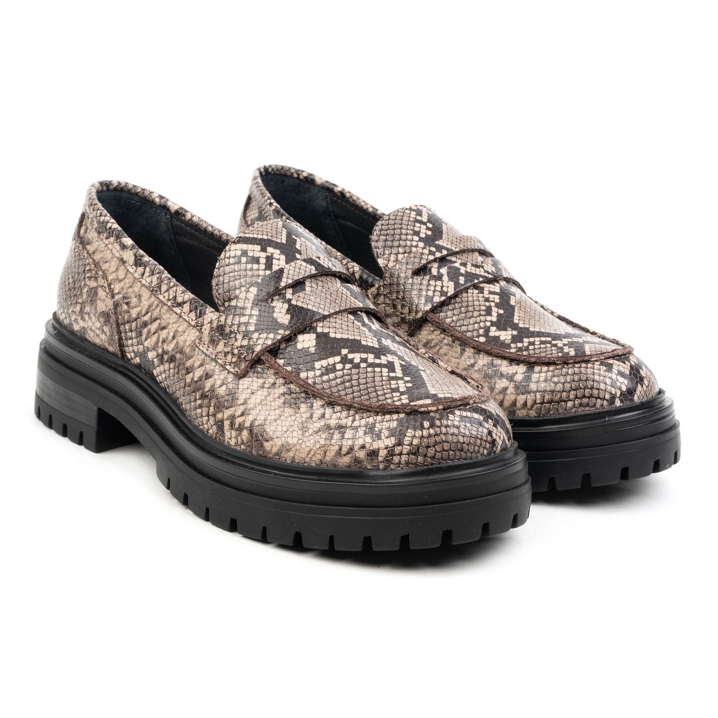 LEYTON LOAFER SADDLE Lt.taupe Snake