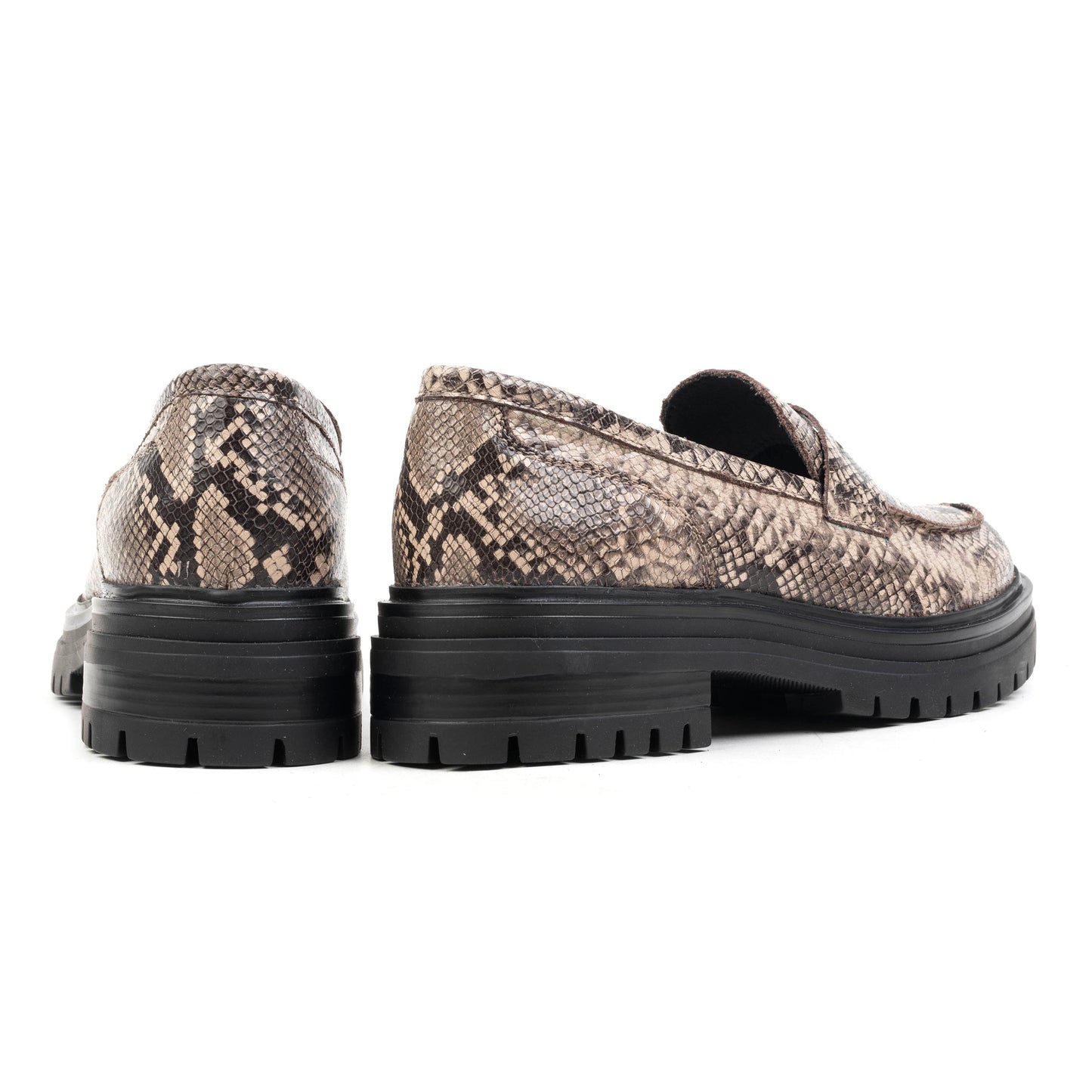 LEYTON LOAFER SADDLE Lt.taupe Snake