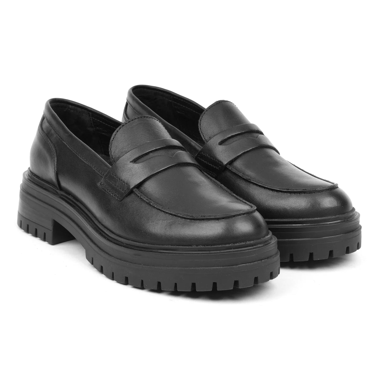 LEYTON LOAFER SADDLE Black Leather