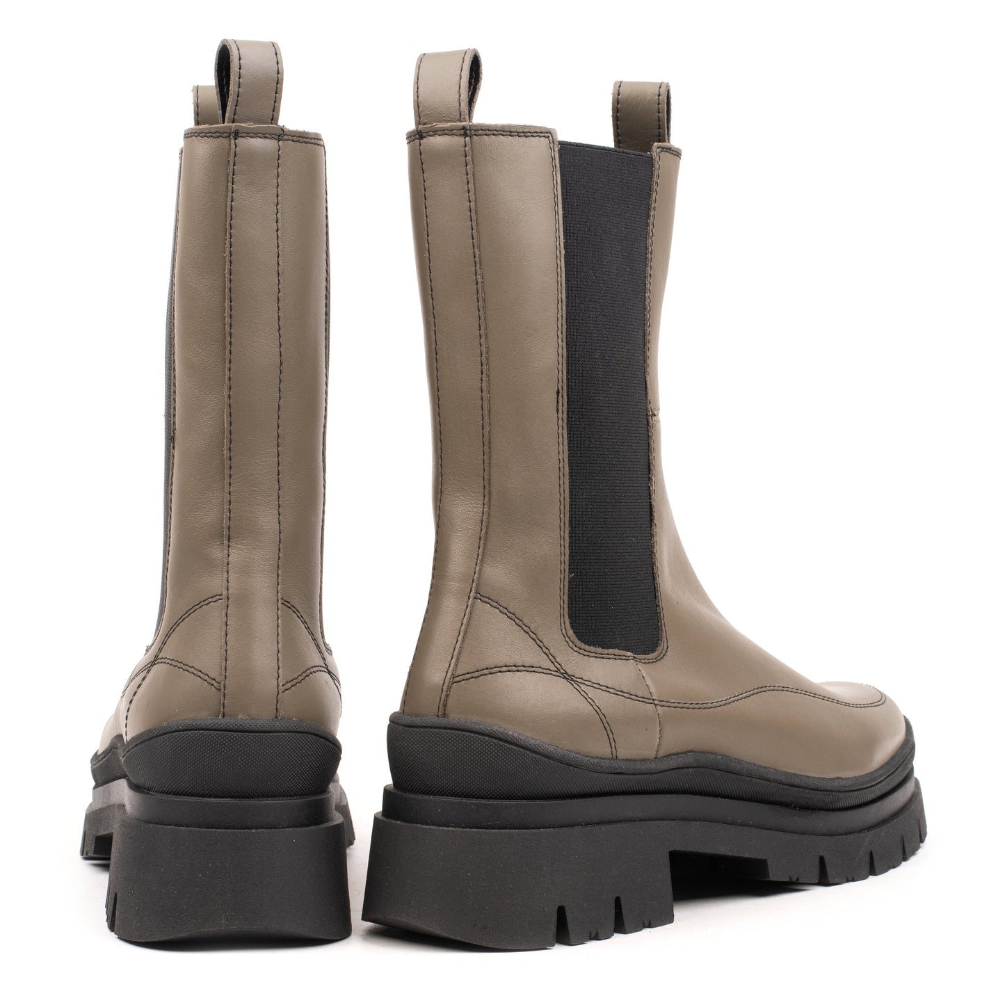 KAMALA CHELSEA DECO STITCH Olive Leather Milled