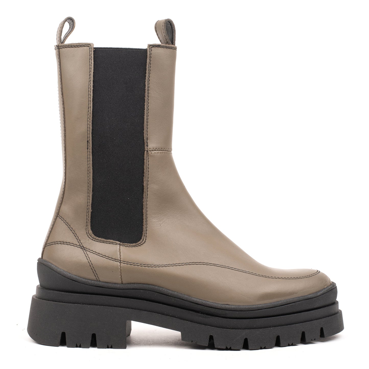 KAMALA CHELSEA DECO STITCH Olive Leather Milled