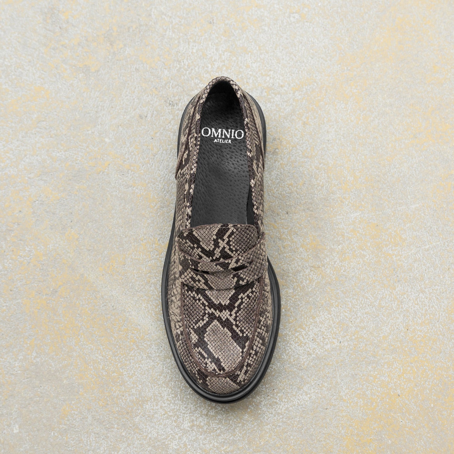 LEYTON LOAFER SADDLE Lt.taupe Snake