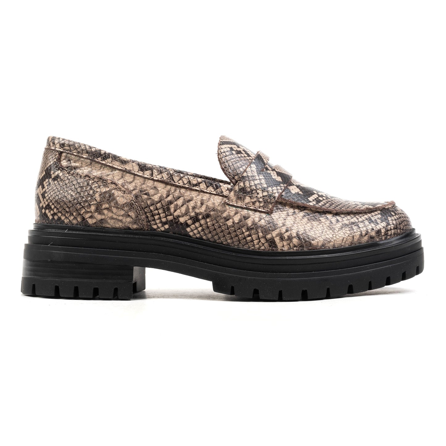 LEYTON LOAFER SADDLE Lt.taupe Snake