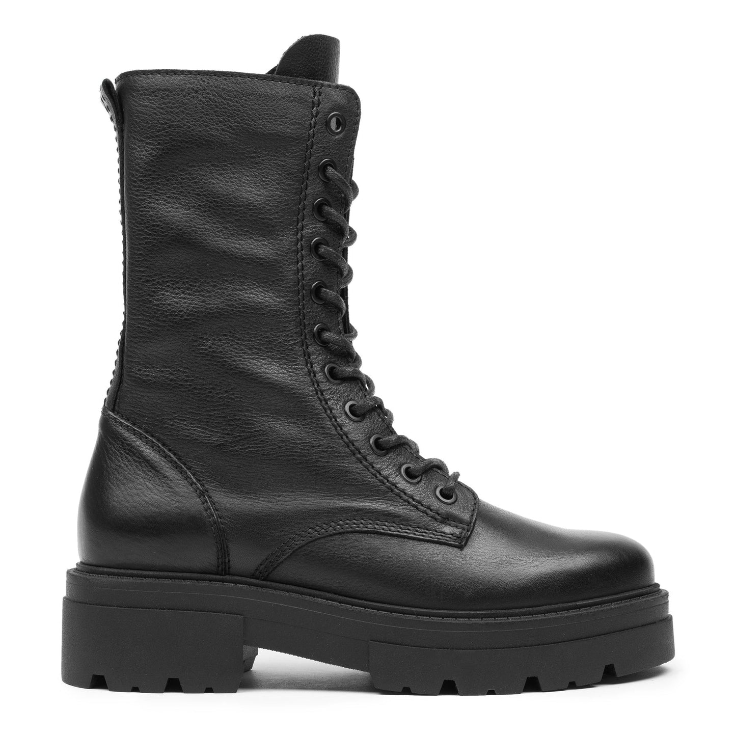 SHARI COMBAT HIGH Black Leather
