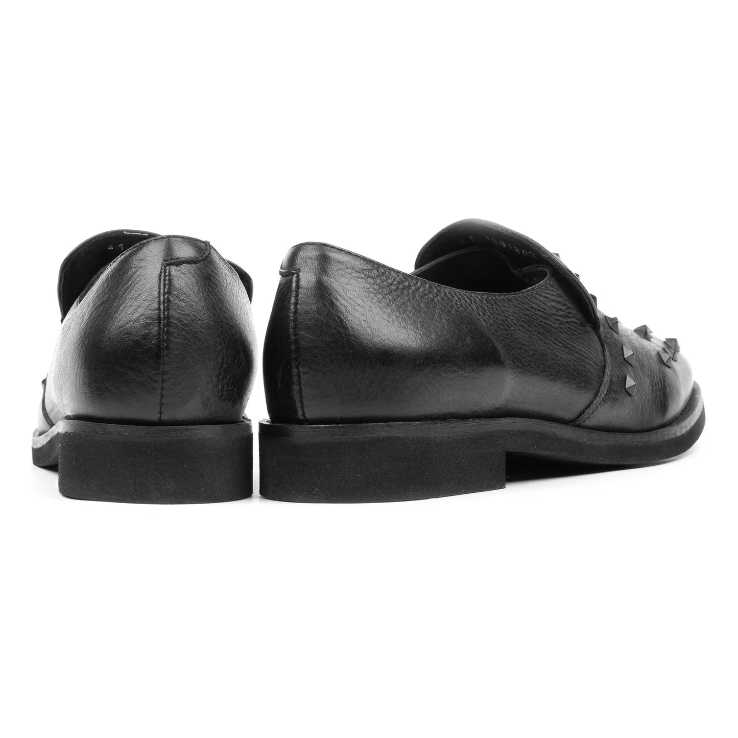 LINDA SLIP ON ORN Black Leather Milled