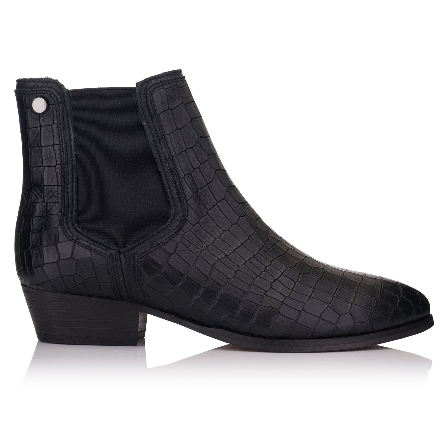 GISELE CHELSEA HIGHT Black New Croco 2 Embossed