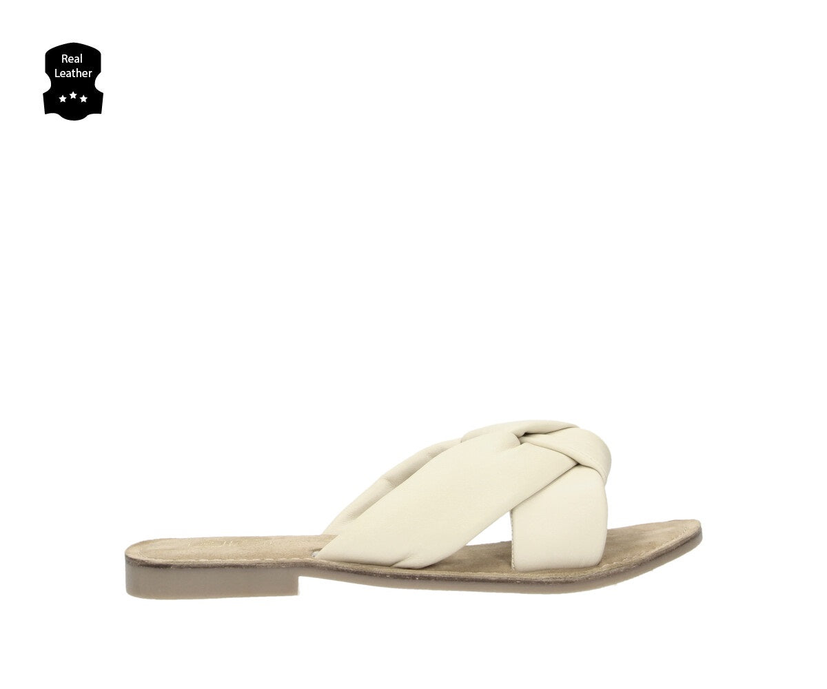 SANDAL SLIPPER WOMEN Off White Leather